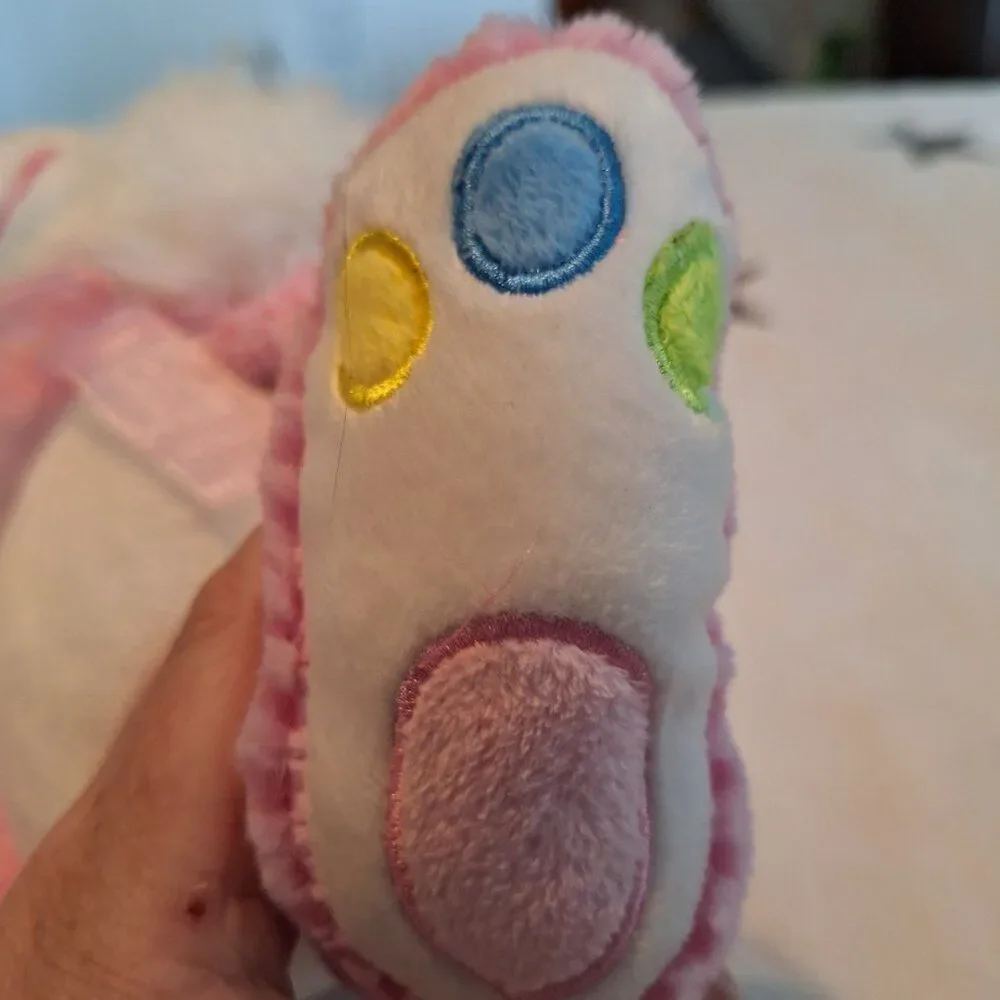 2009 Chrisha Playful Plush Easter Bunny Rabbit Pink Stuffed Animal Jellybean Toe